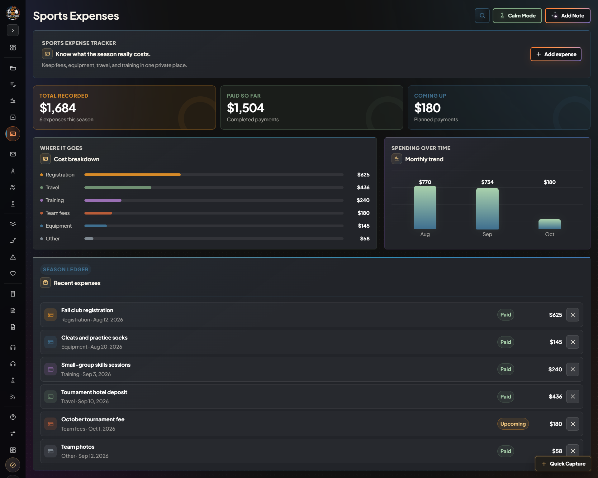 Sports Expense Tracker